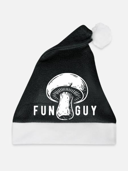 Champignon Funguy Pilzsammler - Pilze - Spruch - Weihnachtsmütze - Schwarz/Weiß - Vorne