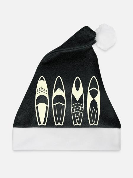 Minimalistische abstrakte Surfbretter - Weihnachtsmütze - Schwarz/Weiß