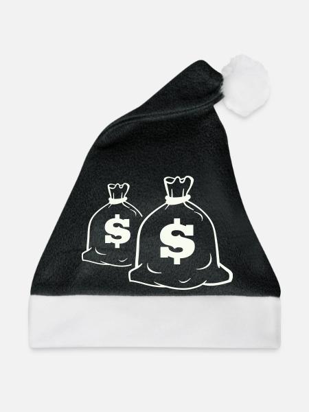 Geldsack Motiv Design - Weihnachtsmütze - Schwarz/Weiß - Vorne