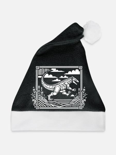 Kaiju Japan Art Style Design - Weihnachtsmütze - Schwarz/Weiß - Vorne