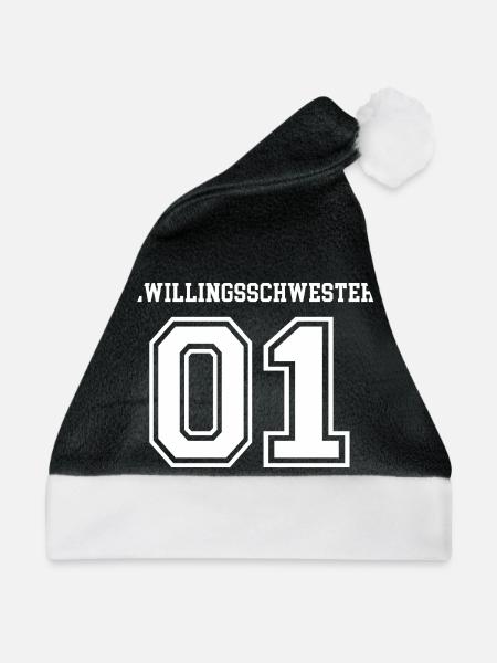 Zwillingsschwester Zwilling Schwestern Mädchen 01 - Weihnachtsmütze - Schwarz/Weiß - Vorne