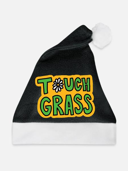 Retro "Touch Grass" Gänseblümchen - Weihnachtsmütze - Schwarz/Weiß