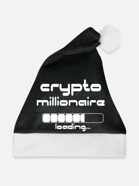 Crypto Millionaire Loading Funny Bitcoin ETH - Weihnachtsmütze - Schwarz/Weiß - Vorne
