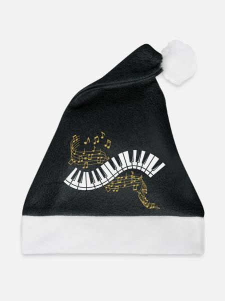 Klavier Noten Piano Musik Pianist Musiker Keyboard - Weihnachtsmütze - Schwarz/Weiß