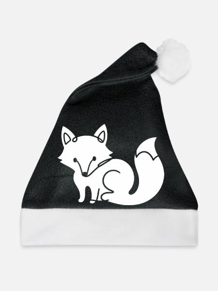 Fuchs Silhouette – Waldtier Minimal Motiv - Weihnachtsmütze - Schwarz/Weiß