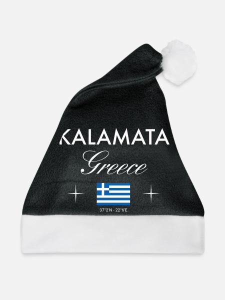 Kalamata Griechenland Koordinaten Reise Souvenir - Weihnachtsmütze - Schwarz/Weiß - Vorne