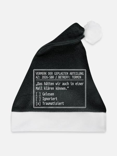 lustiger Büro Spruch  - Weihnachtsmütze - Schwarz/Weiß - Vorne