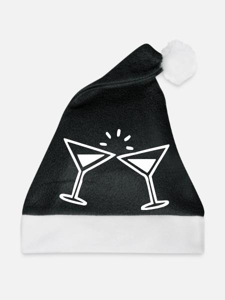 Martini Glas - Weihnachtsmütze - Schwarz/Weiß - Vorne