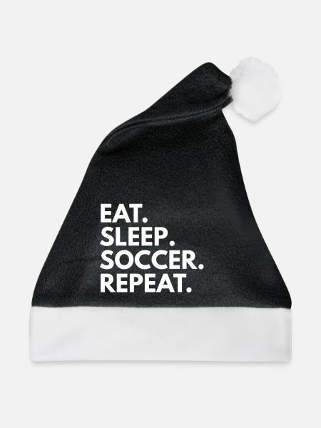 Eat. Sleep. Soccer. Repeat. - Weihnachtsmütze - Schwarz/Weiß