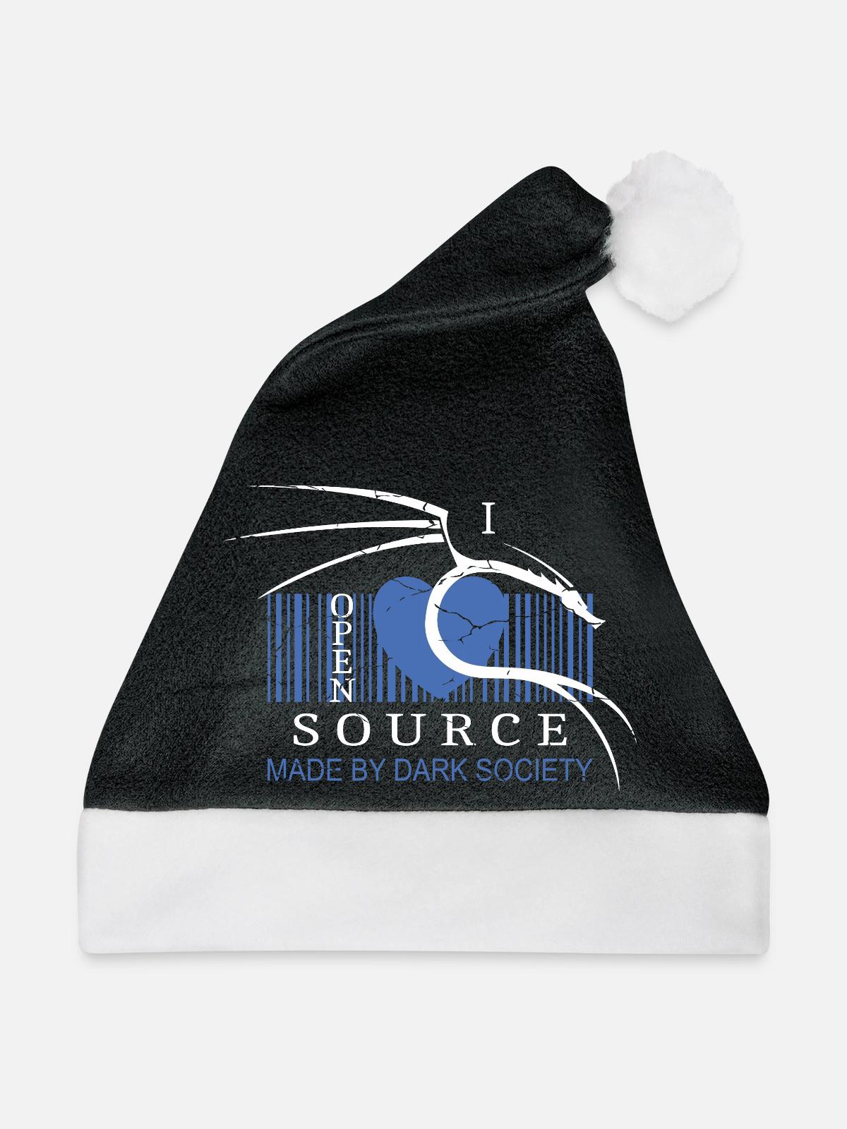 I Love Open Source Software - Weihnachtsmütze - Schwarz/Weiß - Vorne