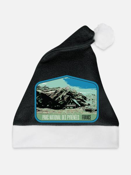Pyrenäen-Landschafts-Wappenschild: Authentische Natur - Weihnachtsmütze - Schwarz/Weiß