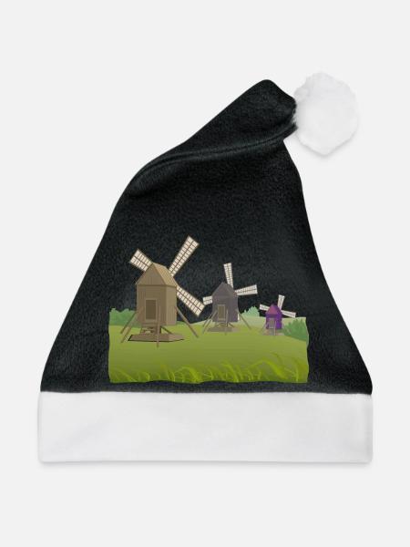 Windmühlen - Weihnachtsmütze - Schwarz/Weiß