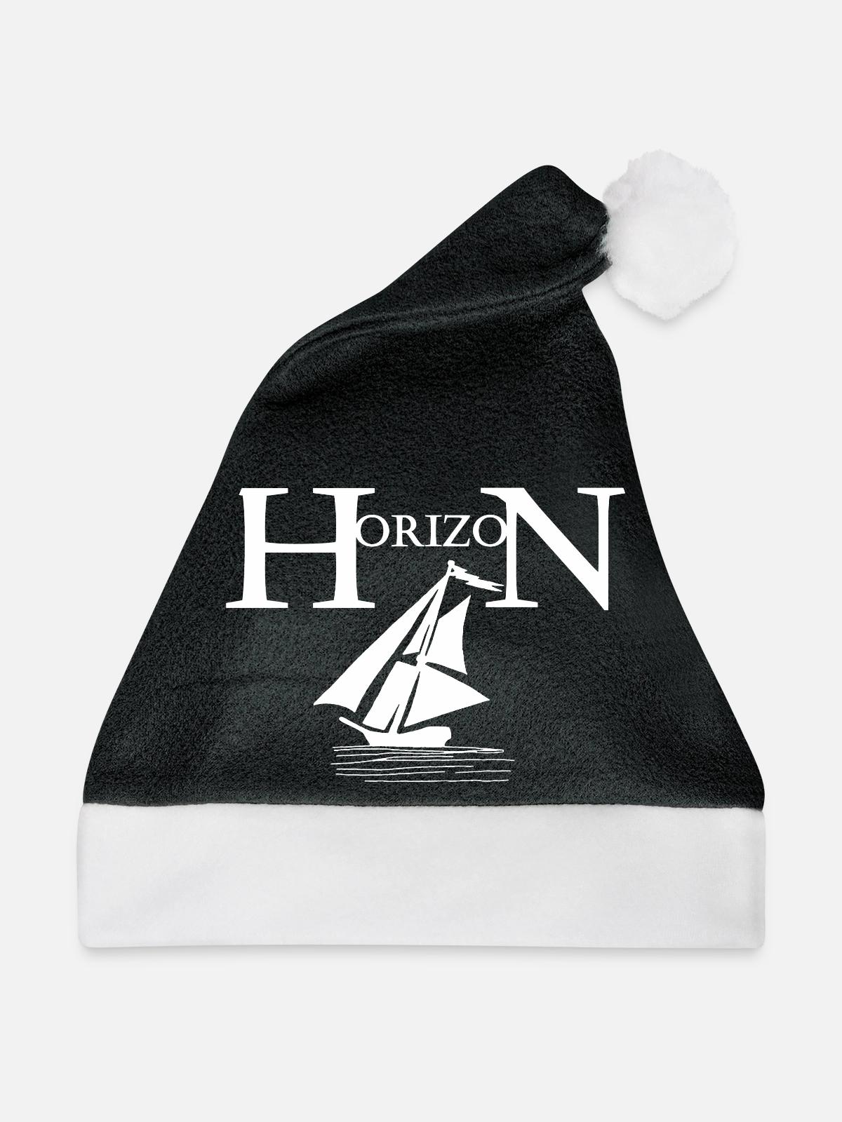 Weißes Boot und Horizont - Weihnachtsmütze - Schwarz/Weiß - Vorne