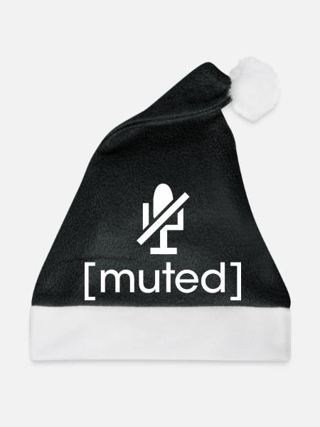 muted gamer - streamer gaming Symbol - Weihnachtsmütze - Schwarz/Weiß - Vorne