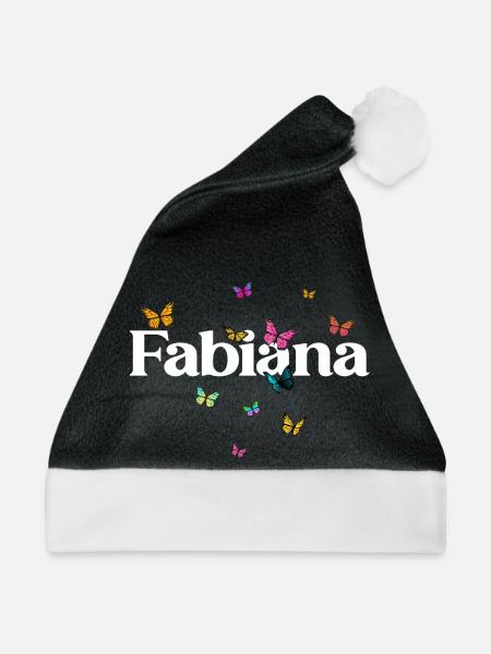 Schöner Mädchenname mit Schmetterlingen FABIANA - Weihnachtsmütze - Schwarz/Weiß