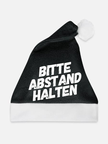 Bitte Abstand halten - Weihnachtsmütze - Schwarz/Weiß - Vorne