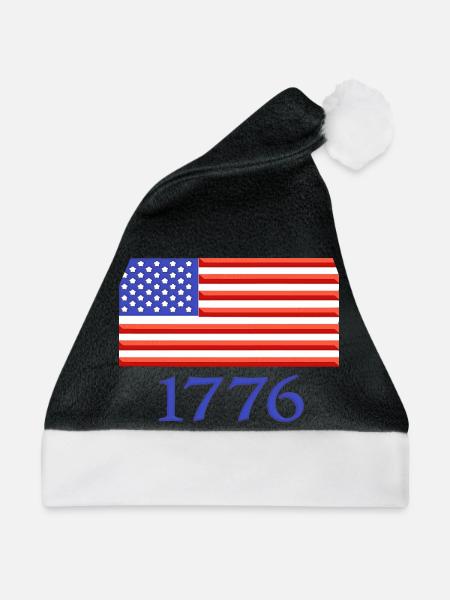 1776 Amerikanische Flagge bestickt - Weihnachtsmütze - Schwarz/Weiß
