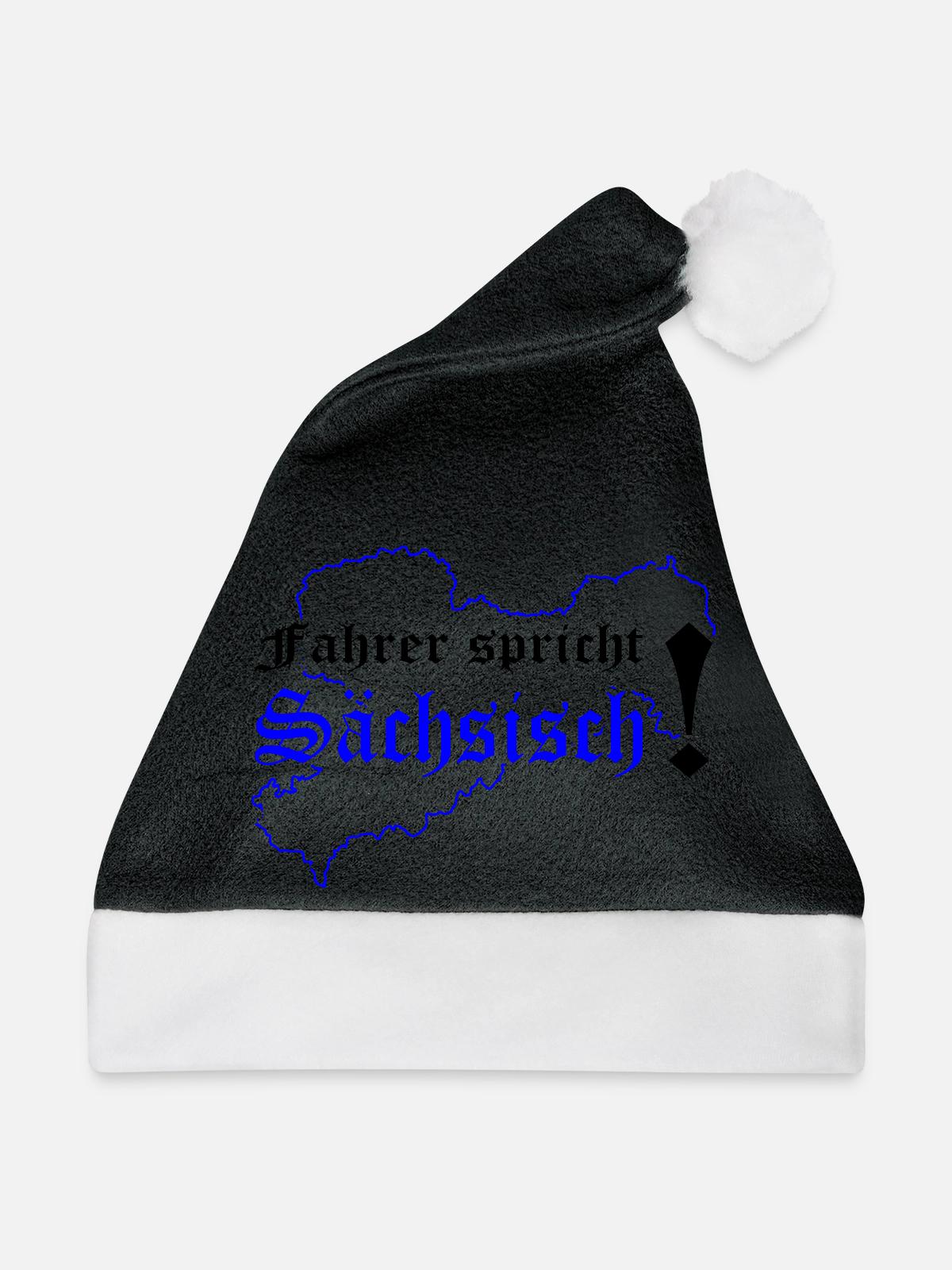 Sachse Sächsischer Dialekt Sachsen - Weihnachtsmütze - Schwarz/Weiß - Vorne