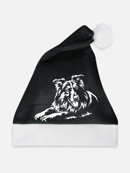 Collie "Black Edition" - Weihnachtsmütze - Schwarz/Weiß