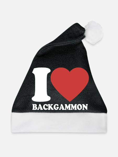I love Backgammon | Brettspiel | Geschenk - Weihnachtsmütze - Schwarz/Weiß