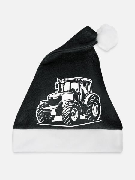 Traktor / Trecker / Schlepper (Differenzbild) - Weihnachtsmütze - Schwarz/Weiß