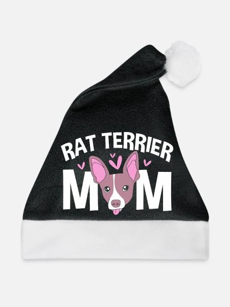 Rat Terrier - Weihnachtsmütze - Schwarz/Weiß - Vorne