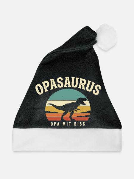 Opasaurus Opa mit Biss - Weihnachtsmütze - Schwarz/Weiß