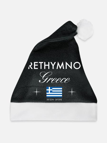 Rethymno Kreta Koordinaten Reise Souvenir - Weihnachtsmütze - Schwarz/Weiß - Vorne