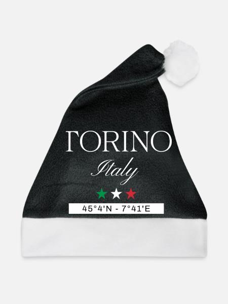 Turin Italien Souvenir – Reise minimalistisch - Weihnachtsmütze - Schwarz/Weiß - Vorne
