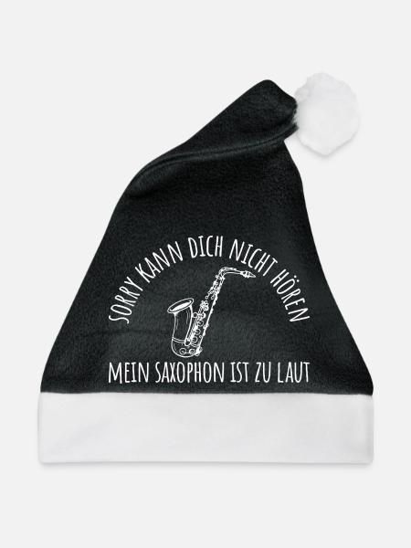 Saxophon ist zu laut Blaskapelle Saxophonistin - Weihnachtsmütze - Schwarz/Weiß - Vorne