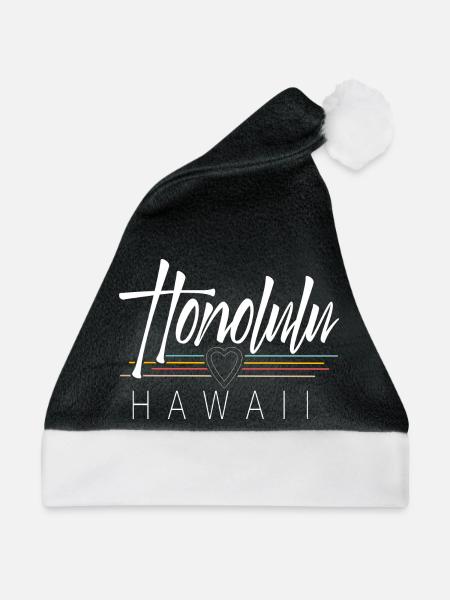 Honolulu Hawaii - Weihnachtsmütze - Schwarz/Weiß - Vorne