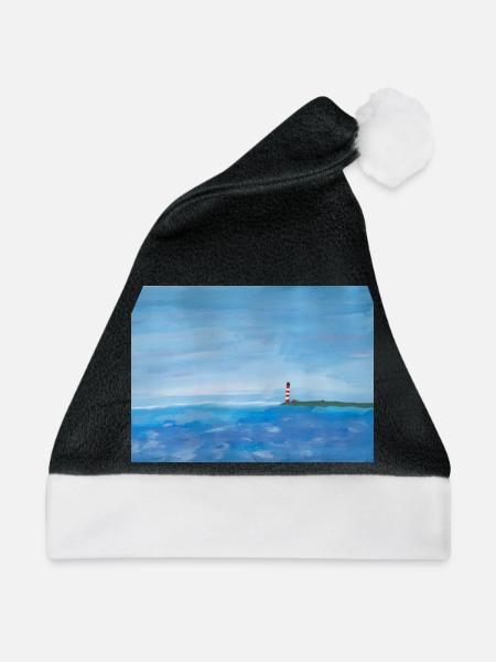 Meer Küste Leuchtturm Malerei - Weihnachtsmütze - Schwarz/Weiß