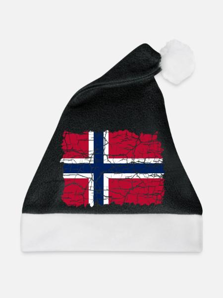 Norwegen Flagge Style Grunge - Weihnachtsmütze - Schwarz/Weiß
