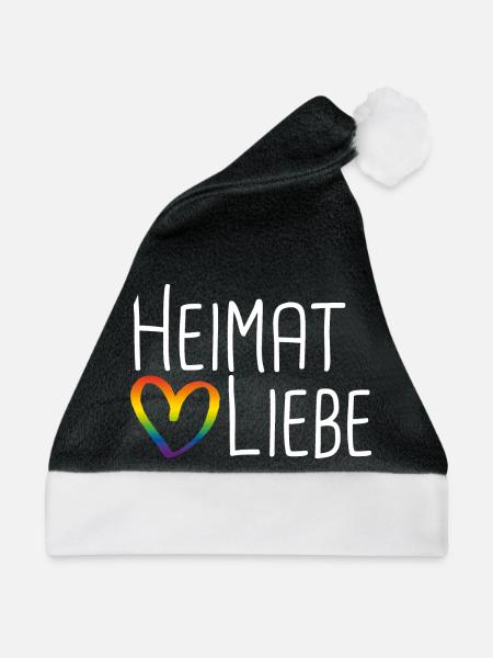 Heimatliebe Regenbogenherz - Weihnachtsmütze - Schwarz/Weiß - Vorne