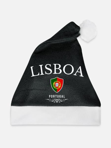 Ich liebe Lissabon, Lissabon Portugal - Weihnachtsmütze - Schwarz/Weiß - Vorne