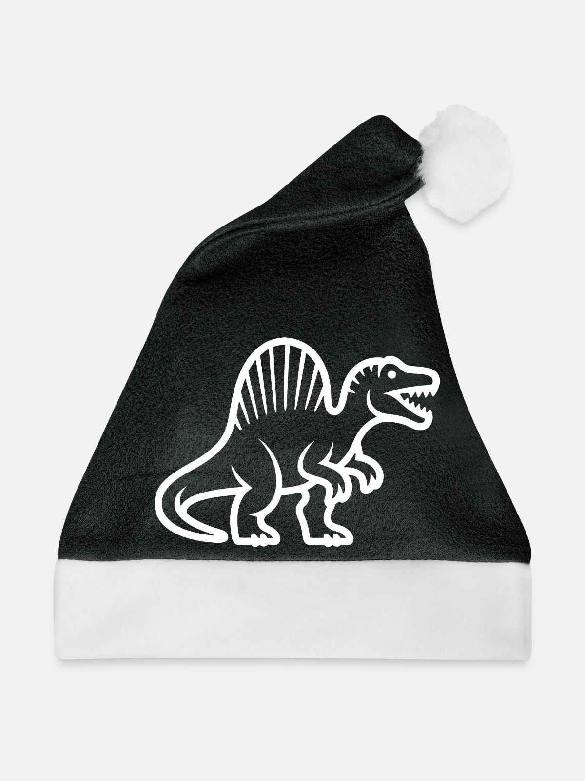 Stegosaurus-Silhouette im Retro-Stil - Weihnachtsmütze - Schwarz/Weiß - Vorne