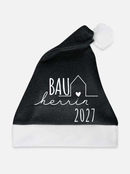 Bauherrin 2027 – Hausbau Eigenheim Geschenk - Weihnachtsmütze - Schwarz/Weiß