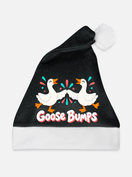 Tanzende Gänse spritzen lustige Gänsehaut - Weihnachtsmütze - Schwarz/Weiß - Vorne