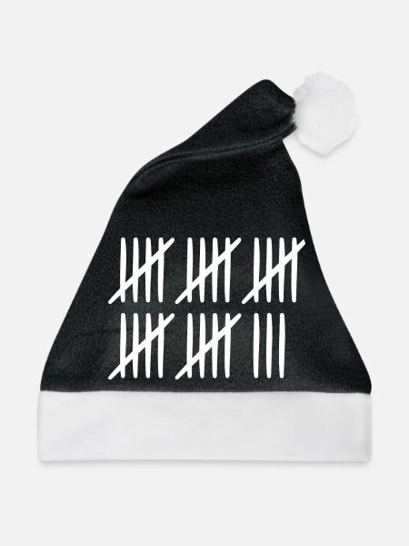 28 Geburtstag Strichliste 28 Jahre alt - Weihnachtsmütze - Schwarz/Weiß - Vorne
