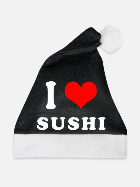 Ich liebe Sushi - Weihnachtsmütze - Schwarz/Weiß