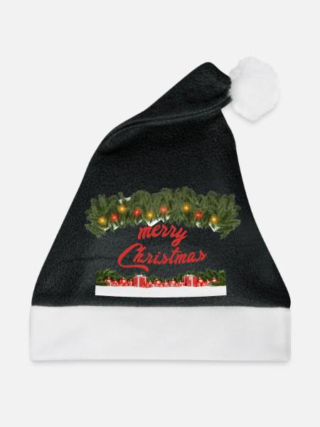 Festliche Weihnachtsdekoration mit Lichterkranz - Weihnachtsmütze - Schwarz/Weiß
