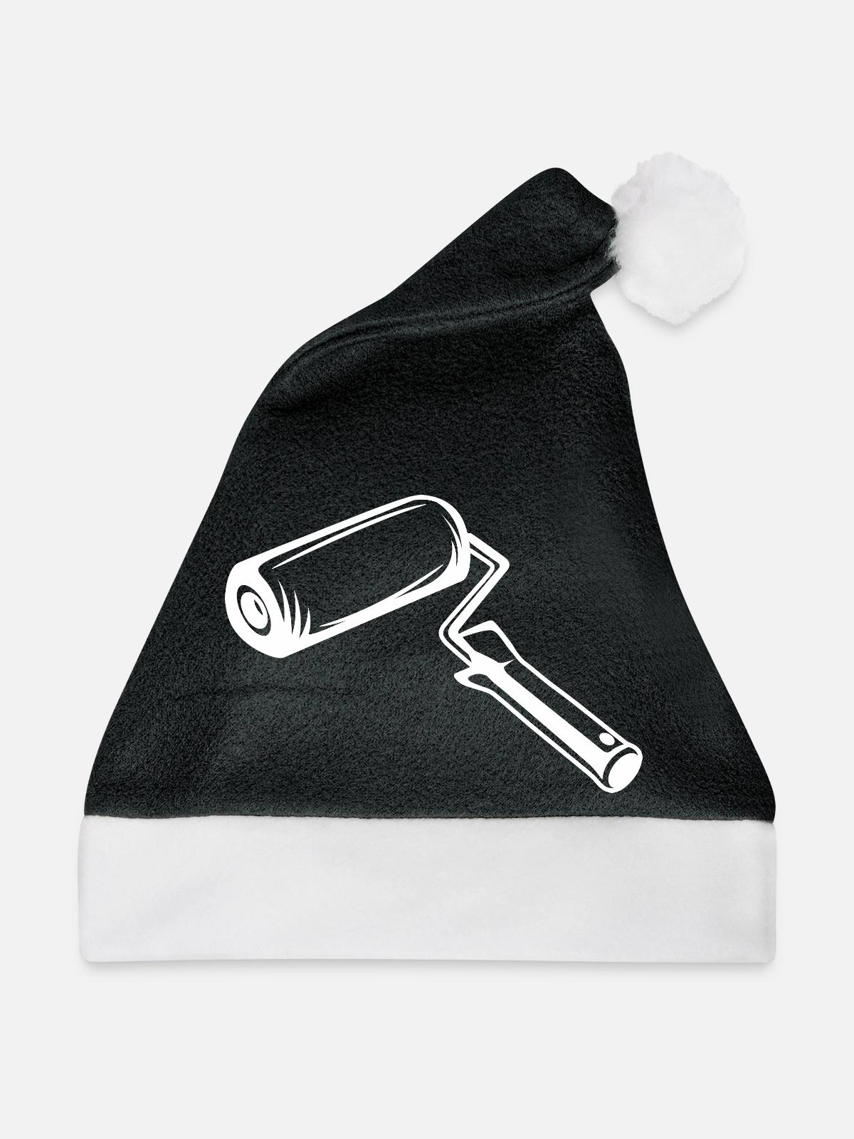 Farbroller Zeichnung - Weihnachtsmütze - Schwarz/Weiß - Vorne