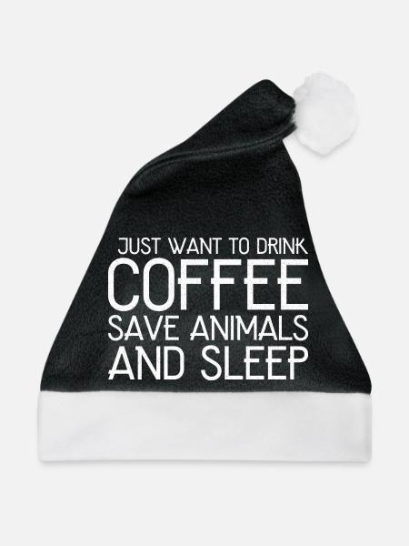 Ich möchte einfach nur Kaffee trinken - Weihnachtsmütze - Schwarz/Weiß - Vorne