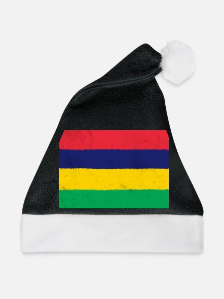 Flagge von Mauritius - Weihnachtsmütze - Schwarz/Weiß