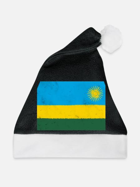 Flagge von Ruanda - Weihnachtsmütze - Schwarz/Weiß