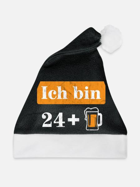 Ich bin 24 plus Bier 25. Geburtstag - Weihnachtsmütze - Schwarz/Weiß - Vorne