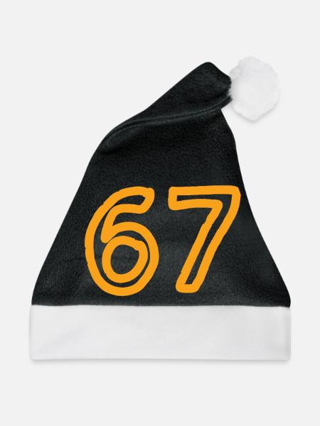Nummer 67 in orange - Weihnachtsmütze - Schwarz/Weiß