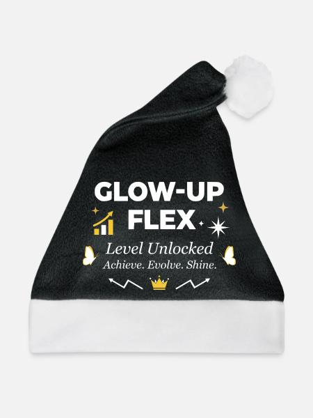 Glow-Up Flex Level Unlocked Personal Growth - Weihnachtsmütze - Schwarz/Weiß