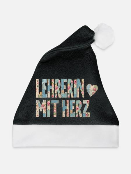 Lehrerin mit Herz! - Weihnachtsmütze - Schwarz/Weiß