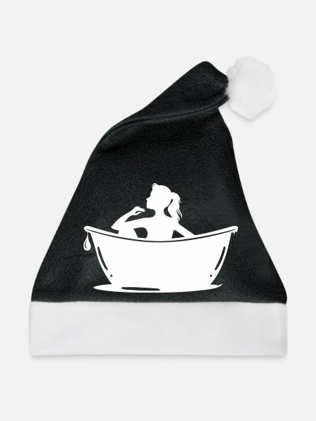 Badewanne Pflege - Weihnachtsmütze - Schwarz/Weiß - Vorne